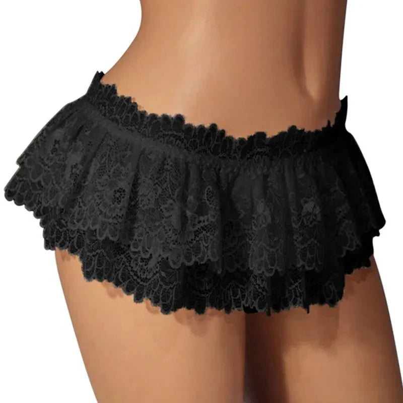 Lace Thongs Panties Lingerie Briefs Mini Skirt