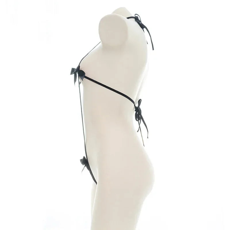 Sexy Lingerie Anime Cos Fun Sexy Underwear Black Lolita Sleepwear Three-point Women's Sexy Cosplay Cute Maid Uniform Bikini Cat