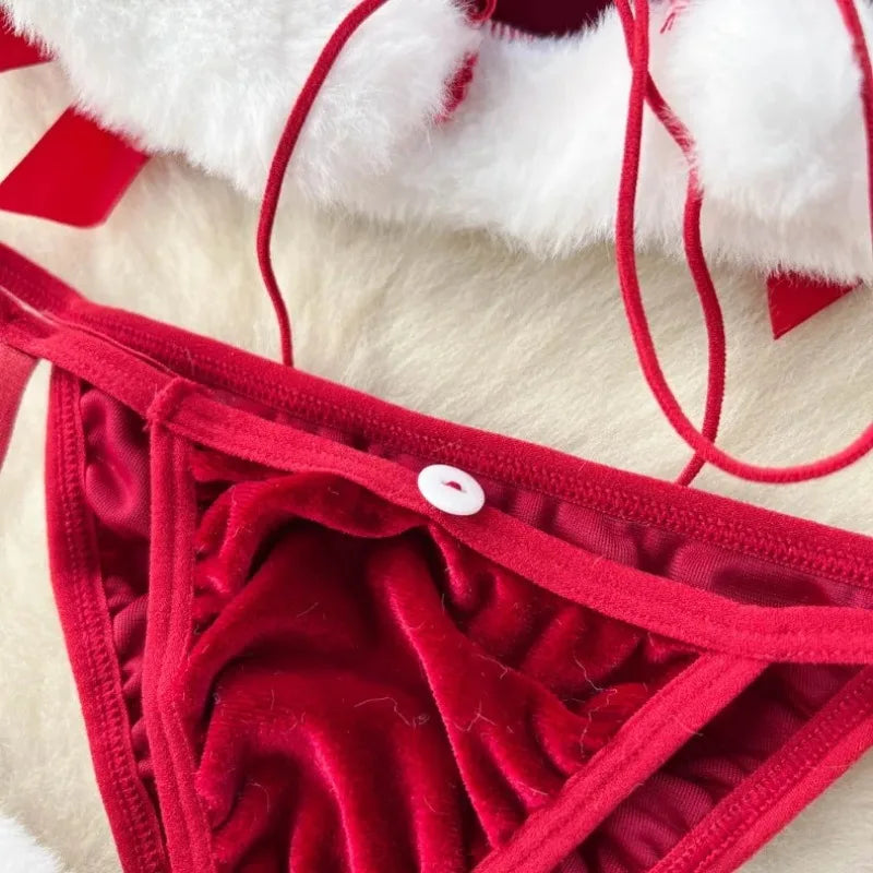 Faux Fur and Velvet Sexy Bunny Lingerie Outfit
