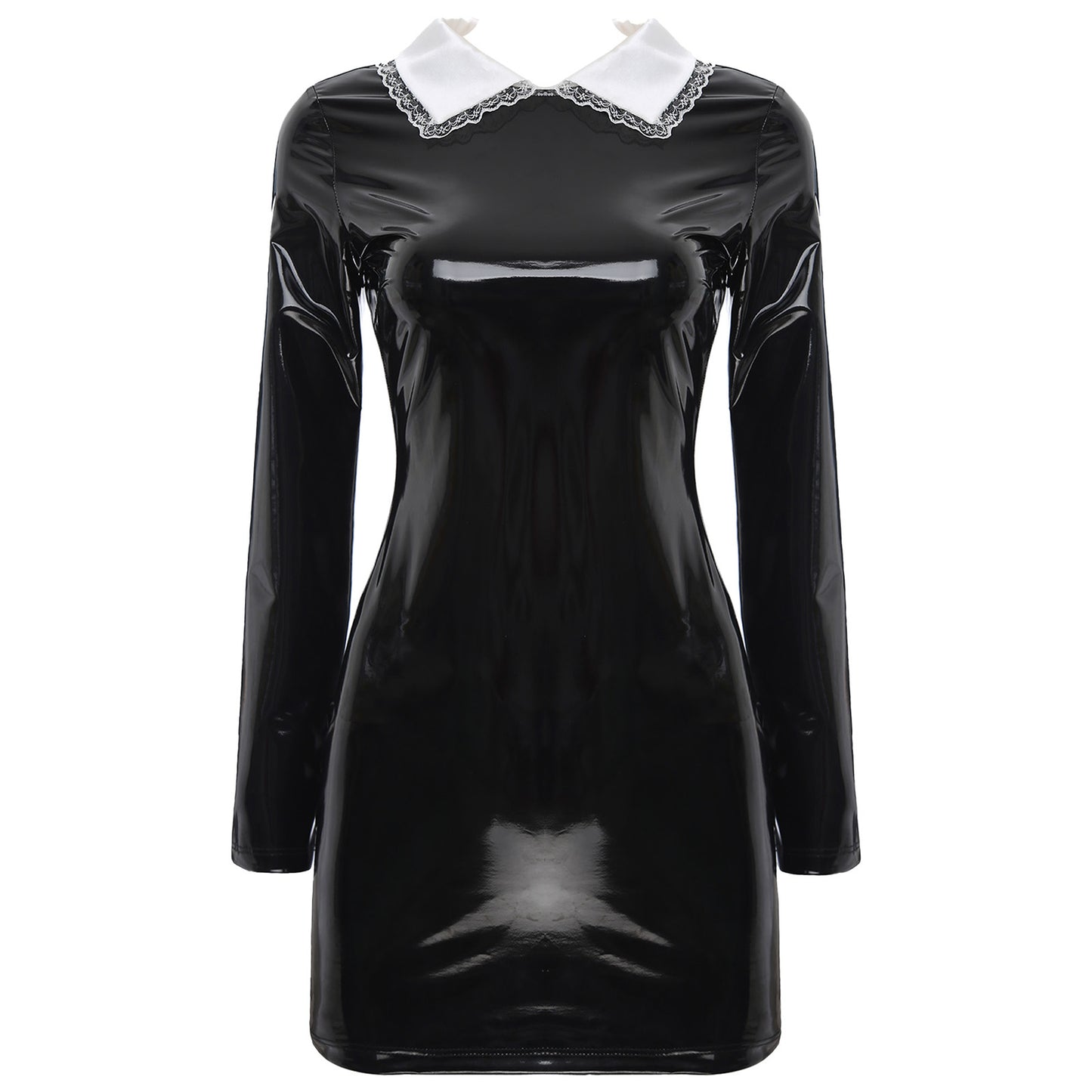 Glossy Patent Leather Bodycon Latex Mini Dress
