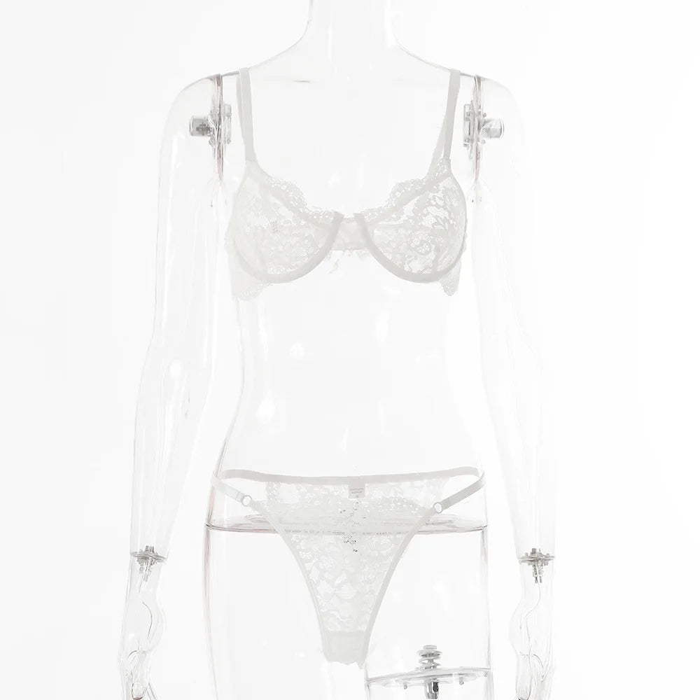 Bra and Panty Set with a Thong and Push-up