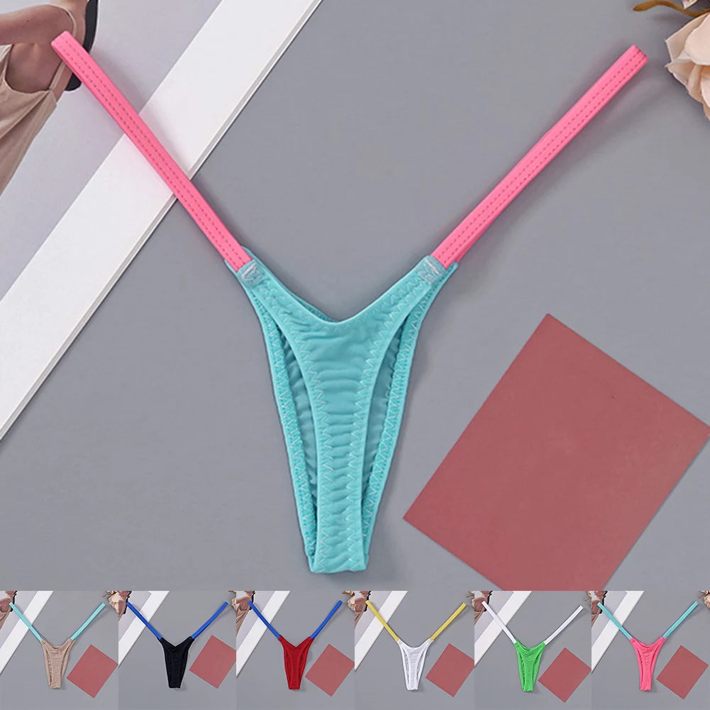 Thin Straps Low Waist Multicolor Spft Stitching Thong