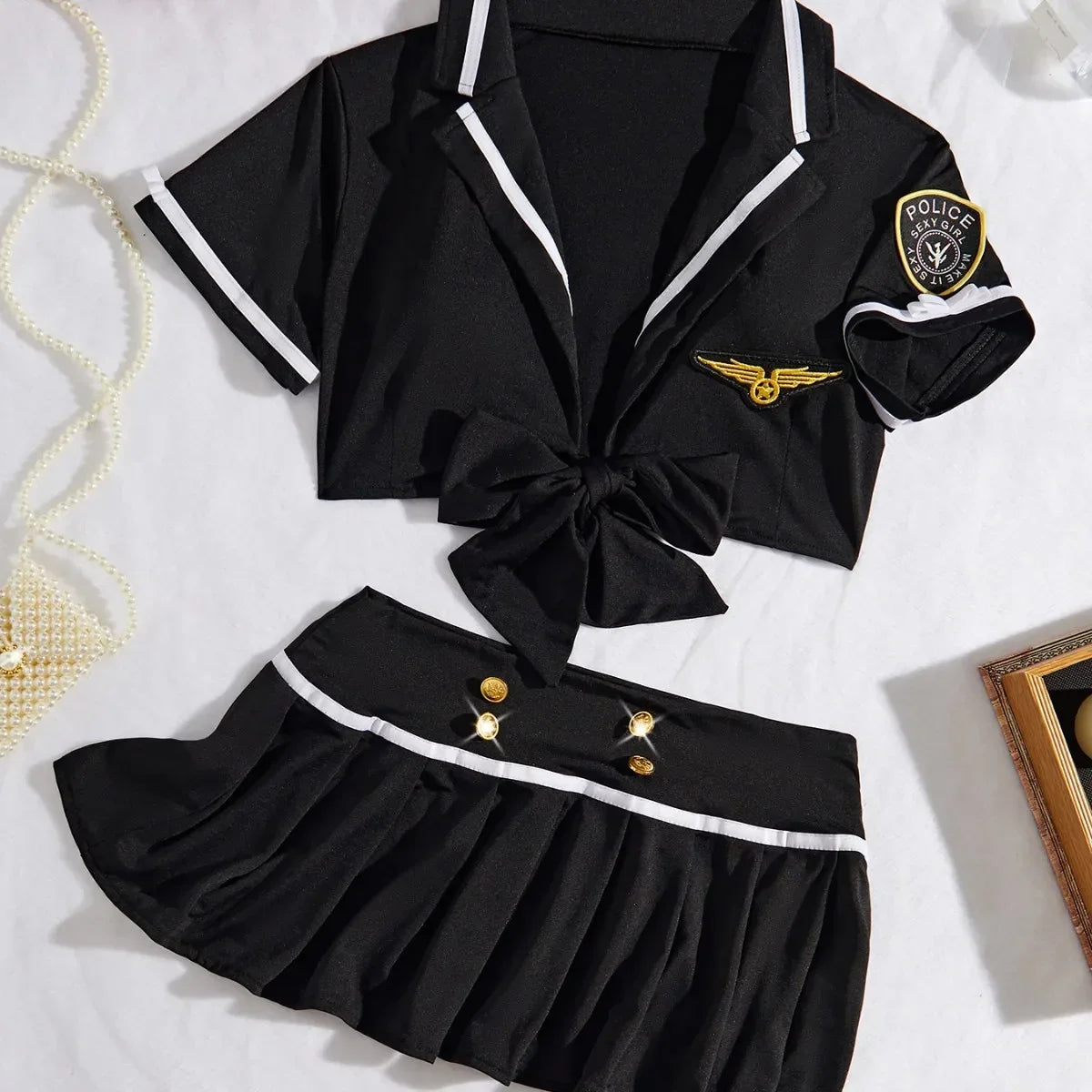 Sexy Airline Stewardess Cosplay Uniforms Costume in Black or Blue Version