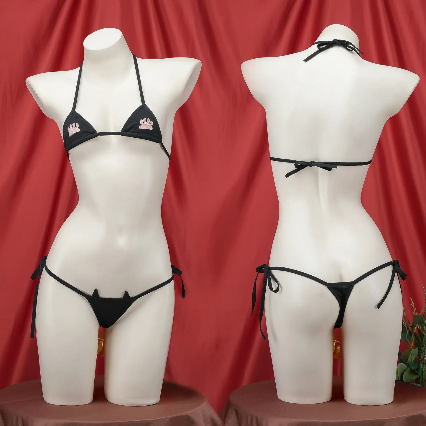 Sexy Lingerie Anime Cos Fun Sexy Underwear Black Lolita Sleepwear Three-point Women's Sexy Cosplay Cute Maid Uniform Bikini Cat