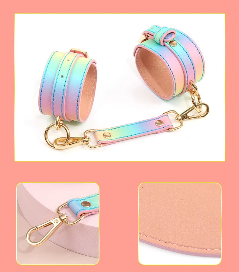 New Rainbow Handcuffs Bdsm Sex Toys For Men Women Couples Fetish Slave Bondage Flirting Adults Games Erotic Restraints Products
