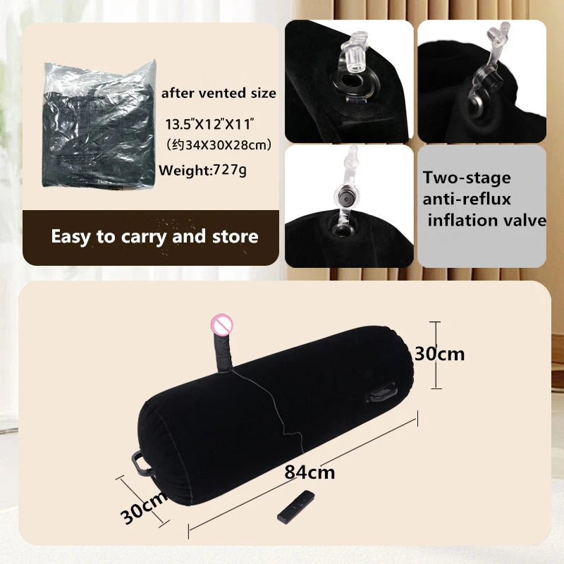 Inflatable Love Pillow with Vibrating Dildo - Easy Storage for Couples' Fun