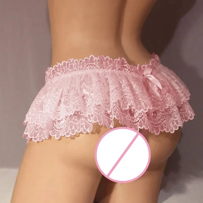Lace Thongs Panties Lingerie Briefs Mini Skirt
