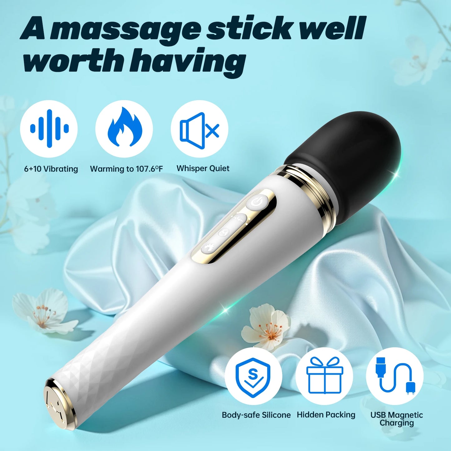Enchantress Magic Wand Vibrator - 6 Speeds, Heating Function, Clitoral & Body Massager for Ultimate Pleasure