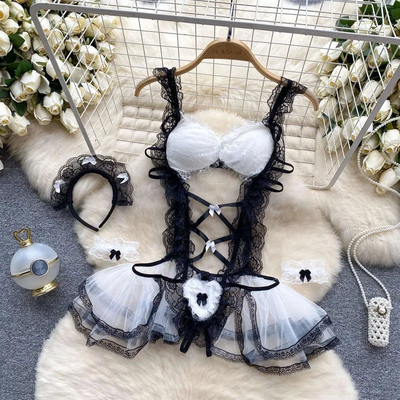 Faux Fur and Velvet Sexy Bunny Lingerie Outfit