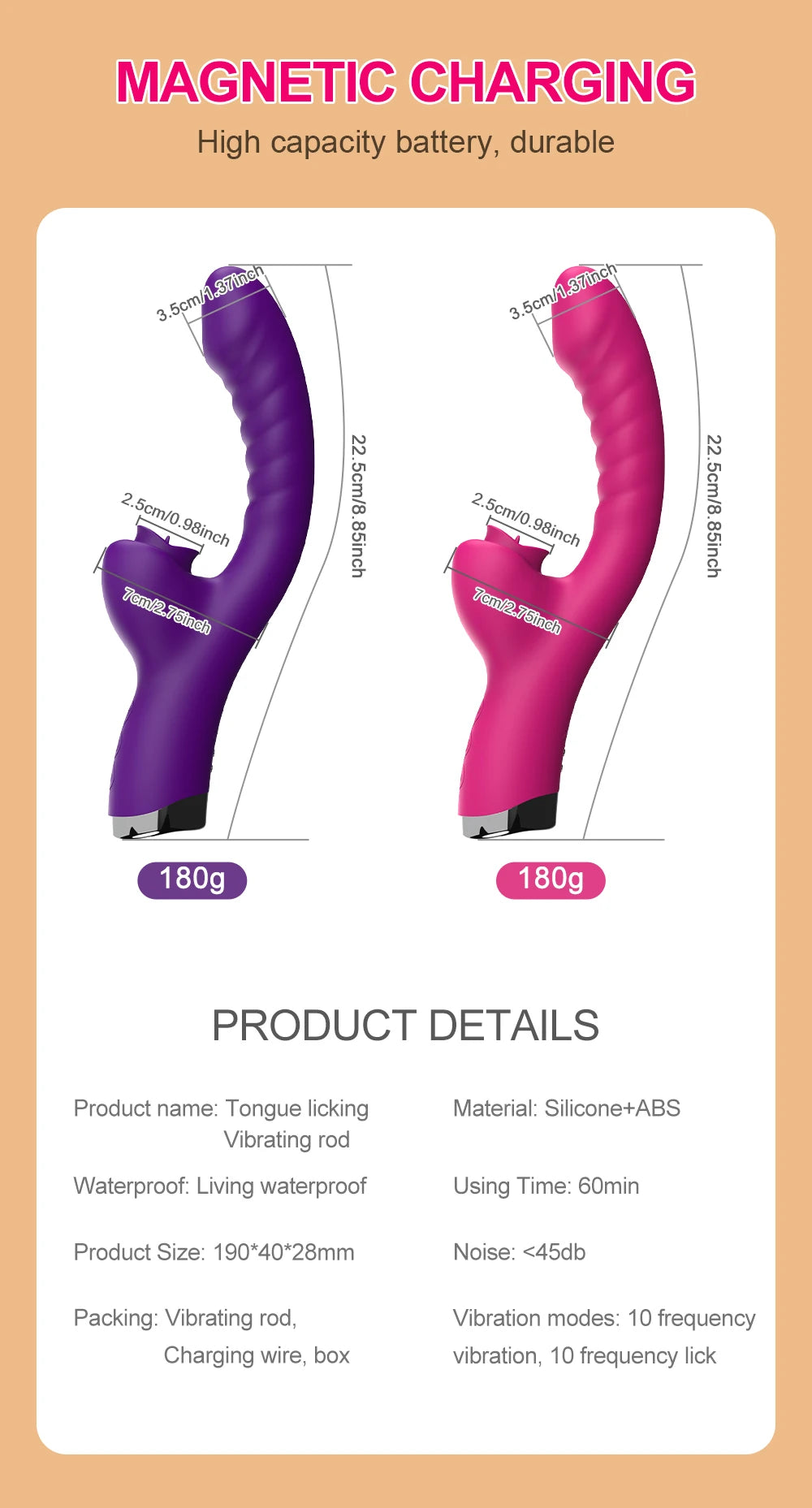 LuxeSensations Tongue Licking Vibrator - 2-in-1 Clitoral Stimulator with 20 Vibrating Speeds for Ultimate Pleasure