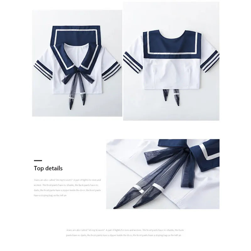 Erotic Cosplay Sailor Uniform Top and Skirt with matching stockings