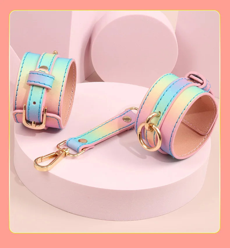 New Rainbow Handcuffs Bdsm Sex Toys For Men Women Couples Fetish Slave Bondage Flirting Adults Games Erotic Restraints Products