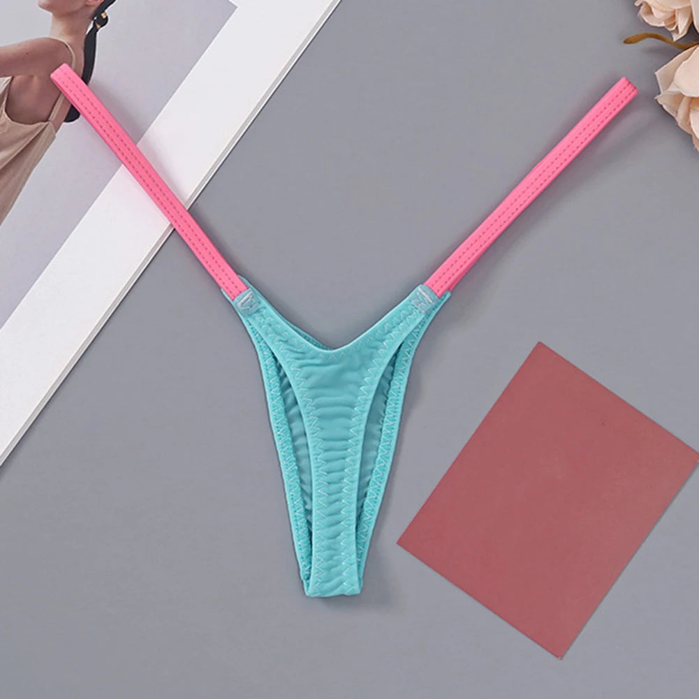 Thin Straps Low Waist Multicolor Spft Stitching Thong