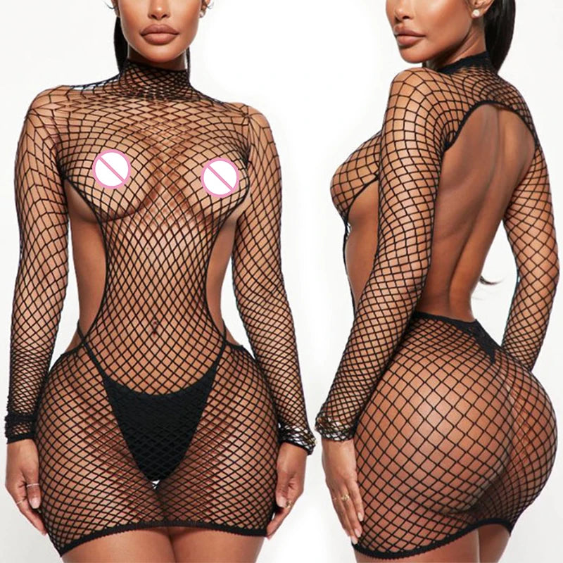 Erotic Crotchless Bodystocking Fishnet
