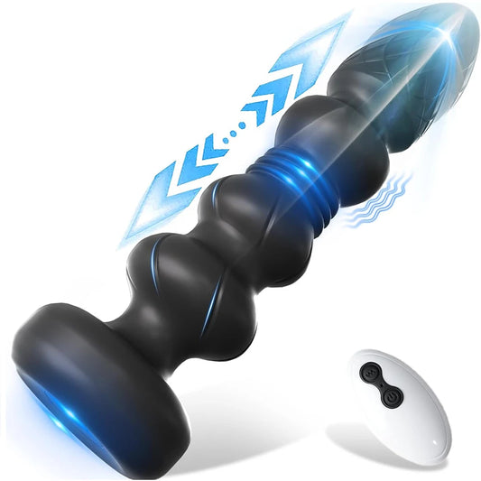 Thrusting Vibrator Anal Beads Butt Plug with Remote