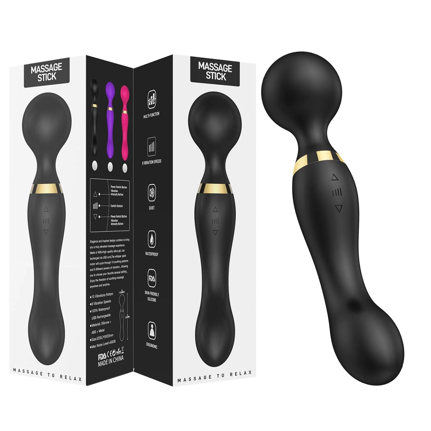Vibrant Bliss Wand - Powerful G-Spot & Clitoral Vibrator with 8 Speeds & 20 Patterns for Ultimate Pleasure