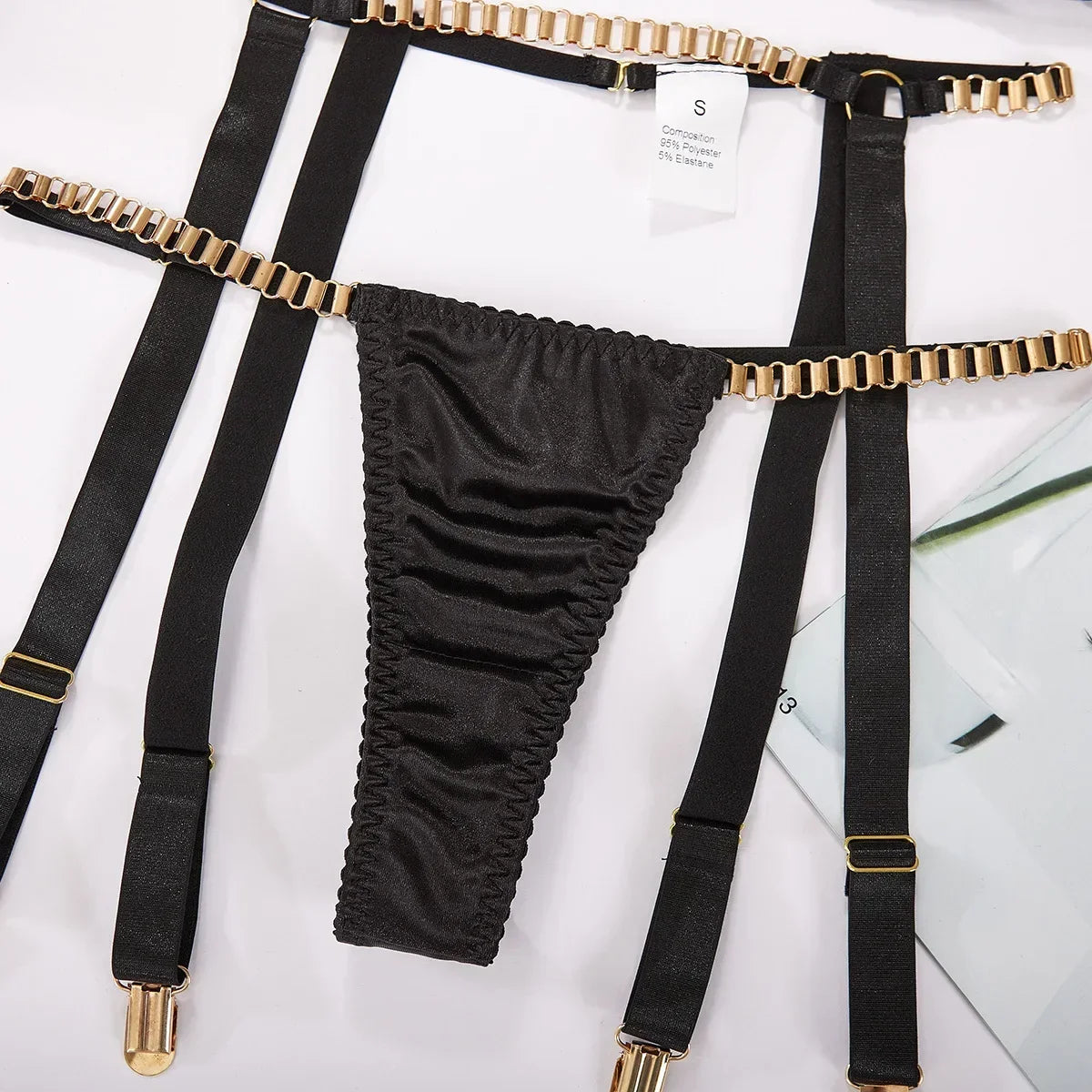 Chain Strap Bra Set - Sexy Lingerie with Garter and Panties for the Ultimate Sensual Experience