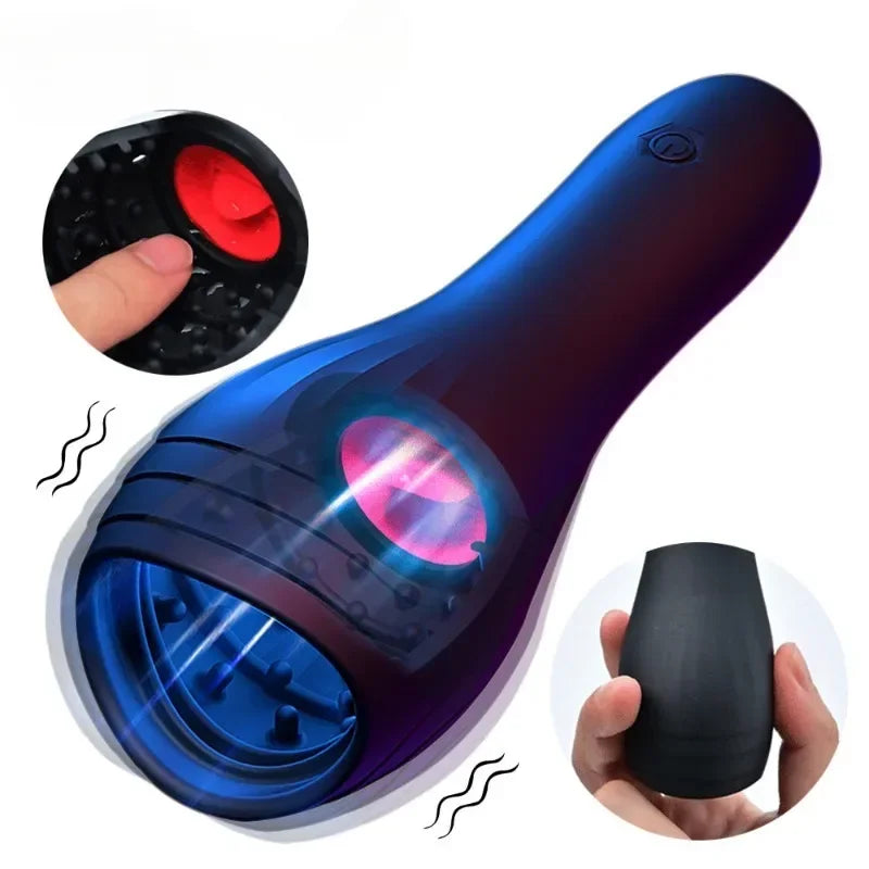 Male Tongue Licking Penis Masturbator Blowjob Orgasm Masturbation Trainer Glans Massager Vibrator Endurance Sex Toy for Men 18+
