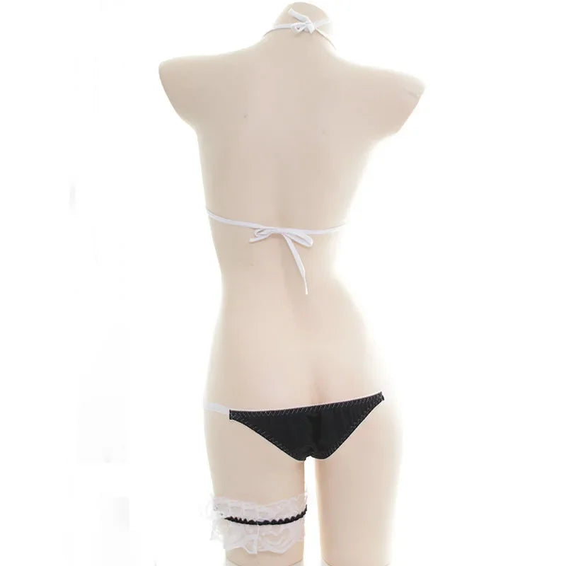 Sexy Lingerie Anime Cos Fun Sexy Underwear Black Lolita Sleepwear Three-point Women's Sexy Cosplay Cute Maid Uniform Bikini Cat