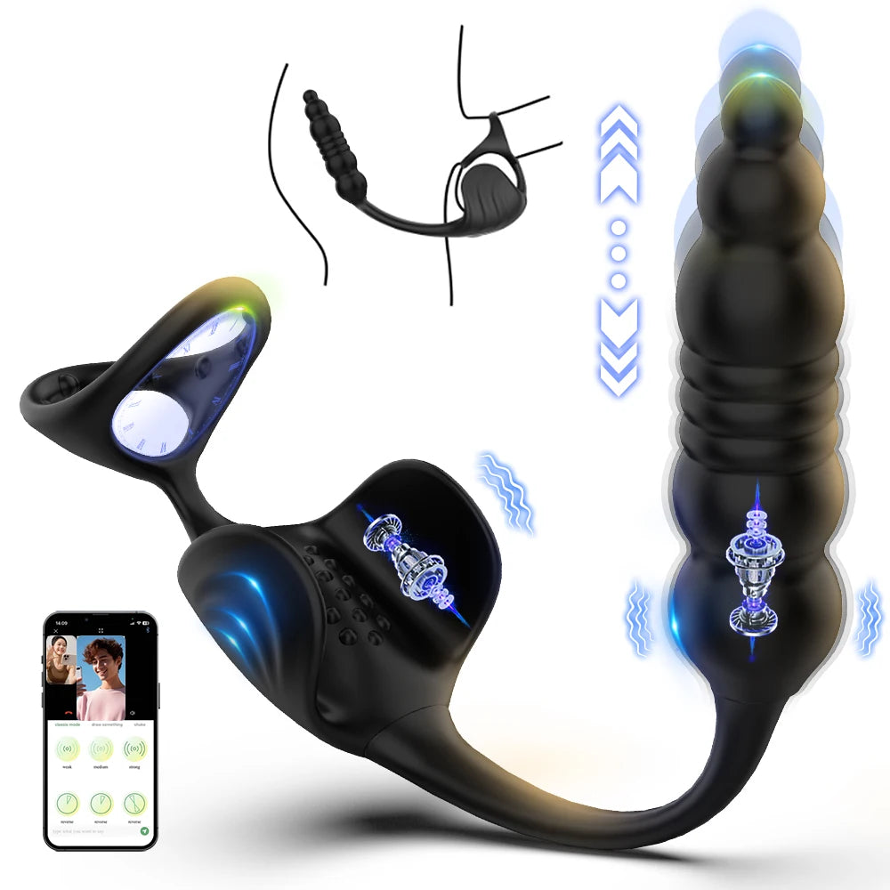 Male Thrusting Anal Vibrator Prostate Massager Cock Ring Sex Toys Vibrators for Couples Delay Ejaculation Penisrings Butt plug