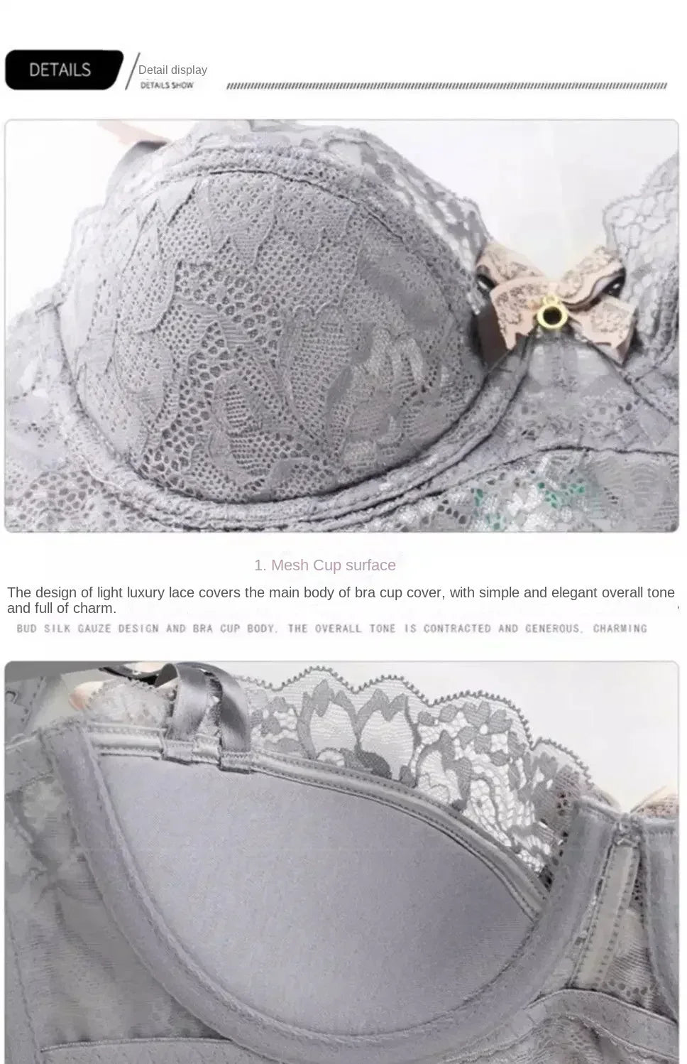 French Lace Tushy Slim Bra - Comfortable, Breathable, and Romantic Underwear for Effortless Elegance
