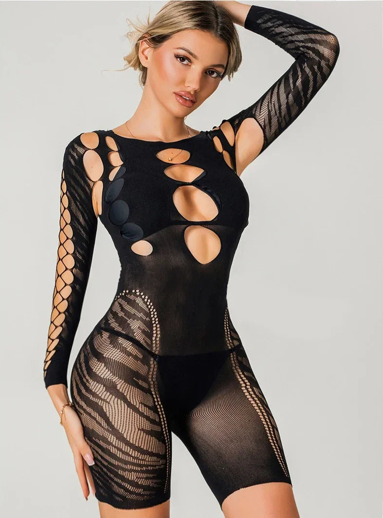 baby doll fishnet top and skirt set