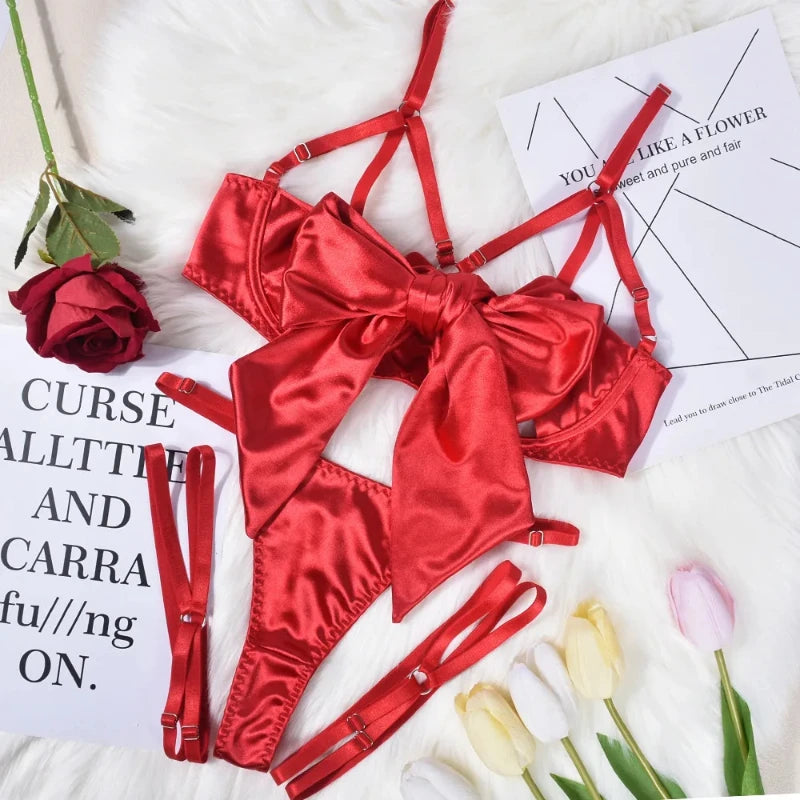 Bow-knot  Bra Panties Thigh Ring Set