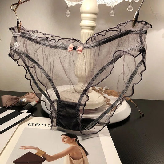 Transparent Pink Bow Cotton Crotch Panties