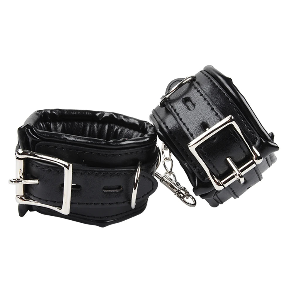 Soft Sponge Lining Hand Cuff Ankle Cuff BDSM Bondage Kinky Wirst Cuff Slave Restraints Fetish Shackles With Chain Adult Game Toy