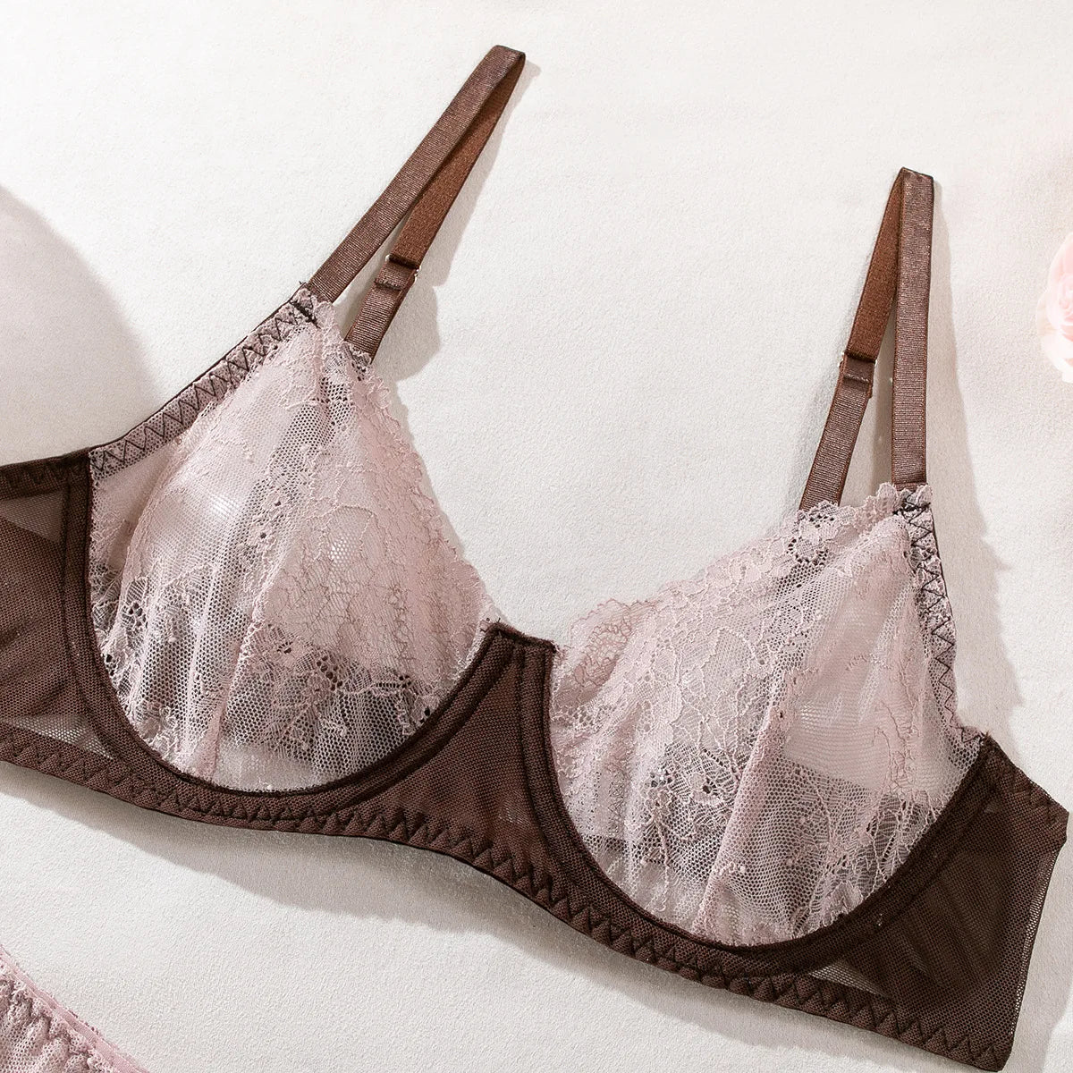 Bra and Briefs Sets Lace Flower Embroidery
