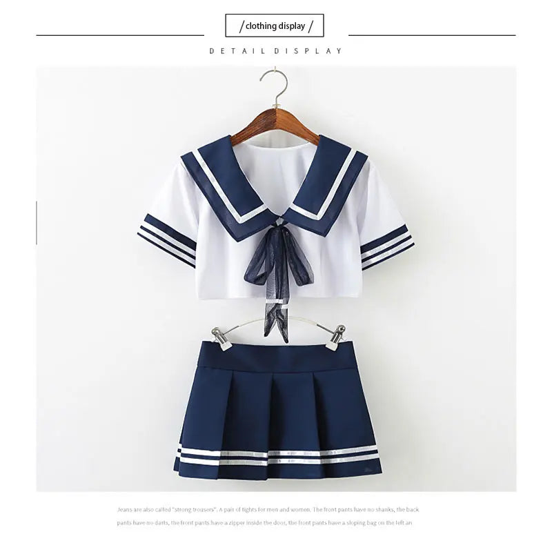 Erotic Cosplay Sailor Uniform Top and Skirt with matching stockings