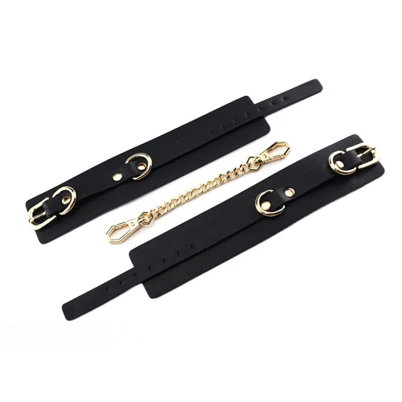 SM Handcuffs Ankle Cuffs Bondage Set for Women Couples Spanking Leather Restraints BDSM Toys Fetish Gear Spreader Bar