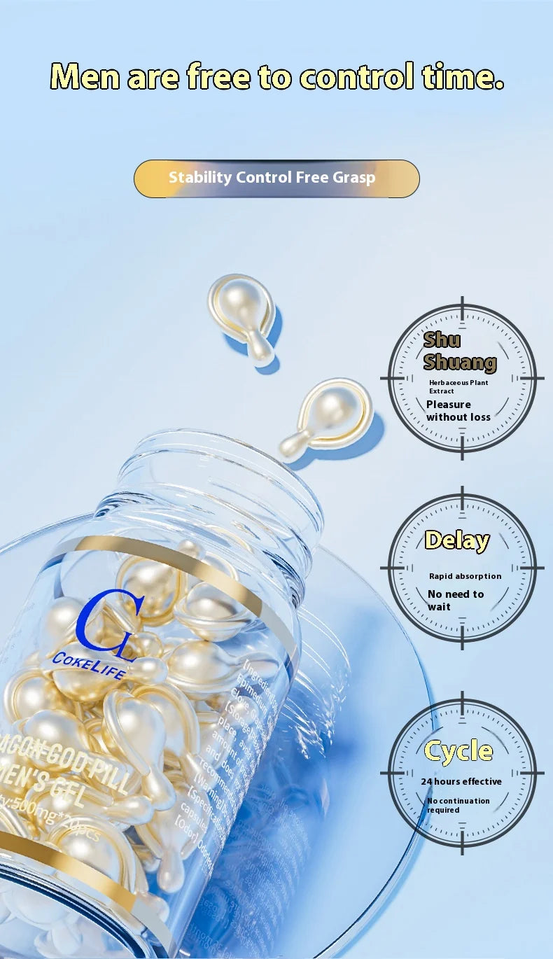 20 Male Delayed Capsules Male Sex Topical Delay Capsule Pleasure Enhancement Adult External Use Men Sex Lube