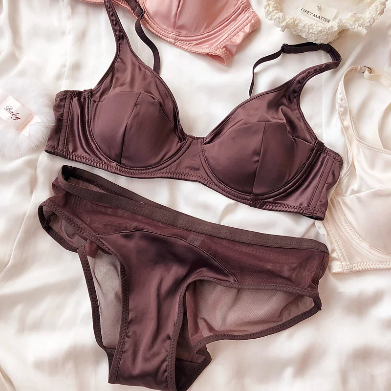 Silk Comfort Push Up Bra Set and Panties Set