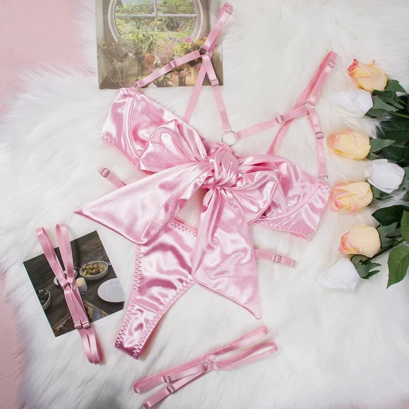Bow-knot  Bra Panties Thigh Ring Set