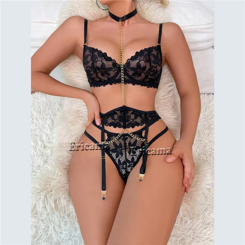 Cosplay Sexy Erotic Lingerie Women Bra and Panty Garters Sexy Lingerie Sets for Sex Women'S Underwea...