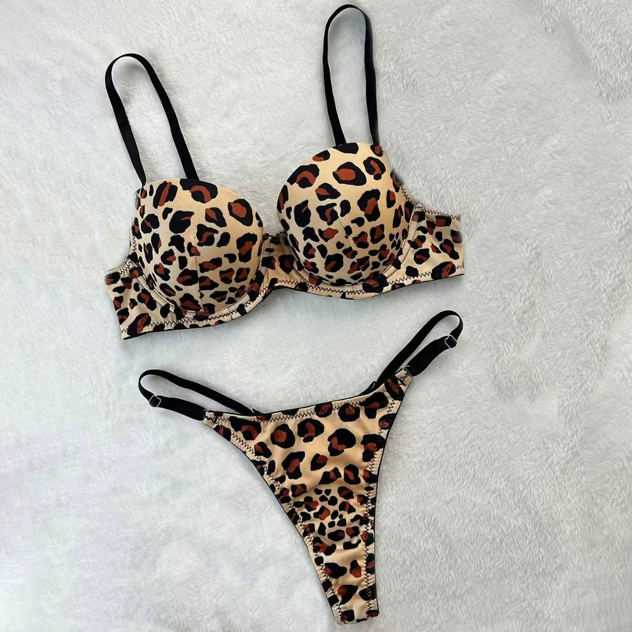 Sexy Leopard Print Push-up Bra And Panties Set